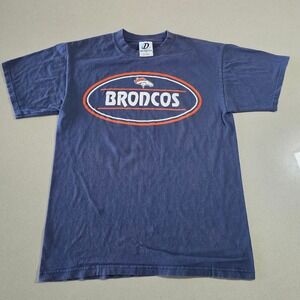 Vintage Denver Broncos Dynasty Navy Blue Graphic T-Shirt Men Medium NFL Football